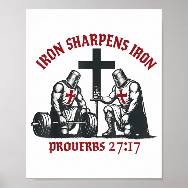 Iron Sharpens Iron Bible Scripture Christian Gym W Poster (Front)