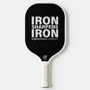 Iron Sharpens Iron Black and White Pickleball Paddle