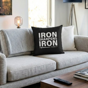 Iron Sharpens Iron Black Throw Pillow