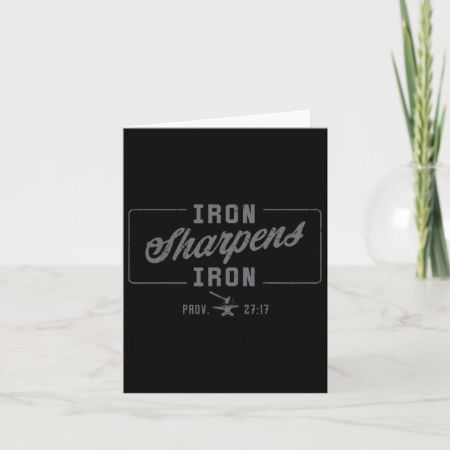 Iron Sharpens Iron Christian Men Bible Scripture G Card (Front)