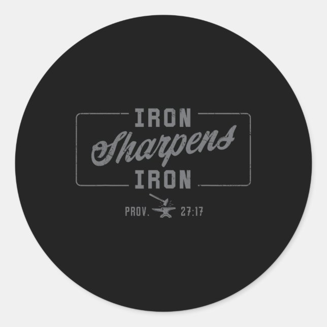 Iron Sharpens Iron Christian Men Bible Scripture G Classic Round Sticker (Front)