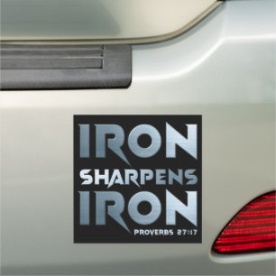 Iron Sharpens Iron – Christian Men & Women Proverb Car Magnet