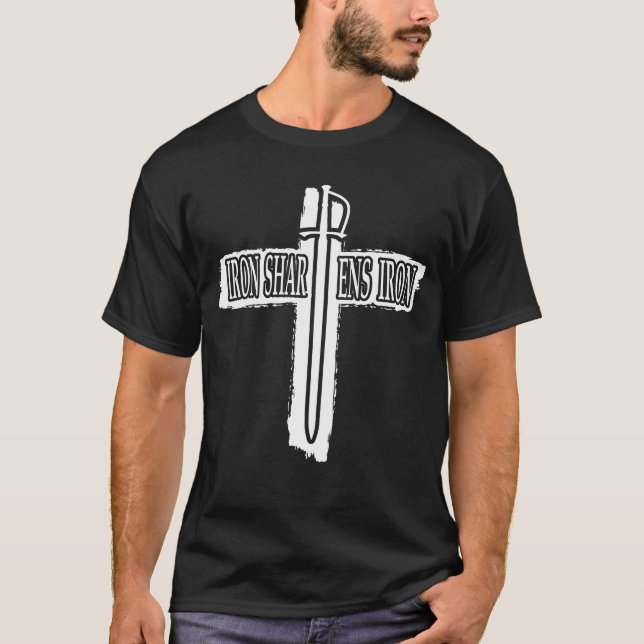 Iron Sharpens Iron Christian Phi Rho Design T-Shirt (Front)