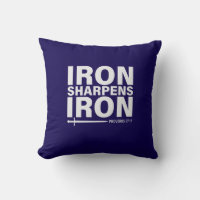 Iron Sharpens Iron Dark Blue Throw Pillow