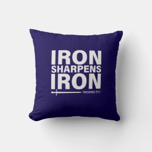 Iron Sharpens Iron Dark Blue Throw Pillow