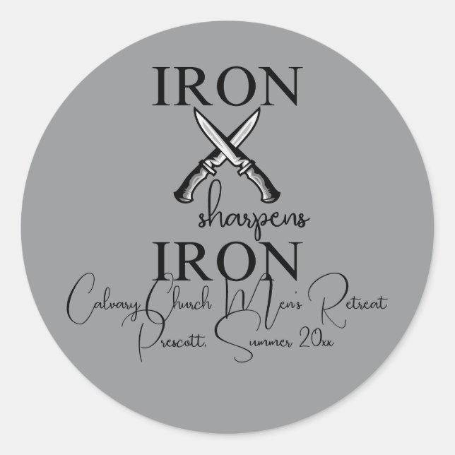 Iron sharpens Iron Knife Christian Classic Round Sticker (Front)