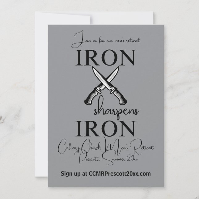 Iron sharpens Iron Knife Christian Men's Retreat Invitation (Front)