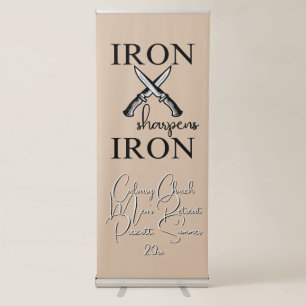 Iron sharpens Iron Knife Christian Retractable Banner