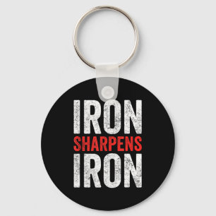 Iron Sharpens Iron Motivational Gym Design Keychain