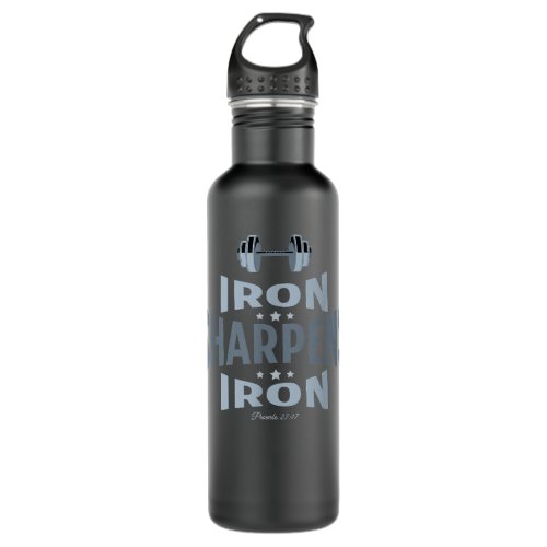 Iron Sharpens Iron Pro_2717 Christian Gym Stainless Steel Water Bottle
