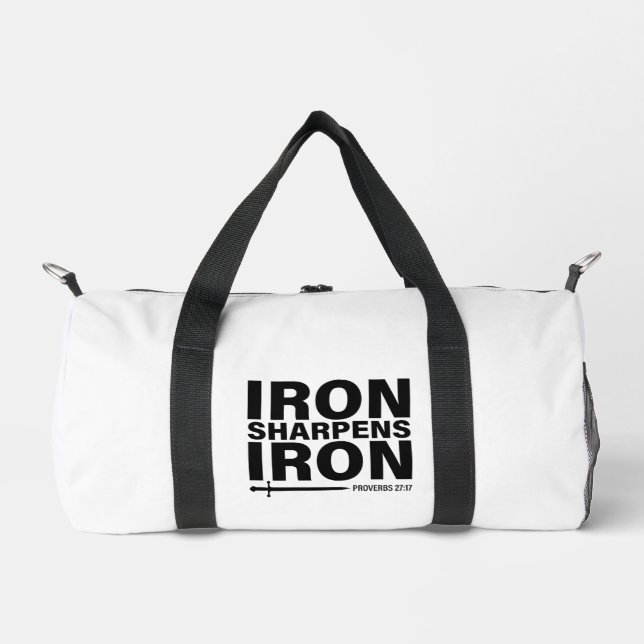 Iron Sharpens Iron - Proverbs 27:17 Duffel Bag (Front)