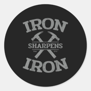 Iron Sharpens Iron Proverbs 27_17 Gym Workout Men  Classic Round Sticker
