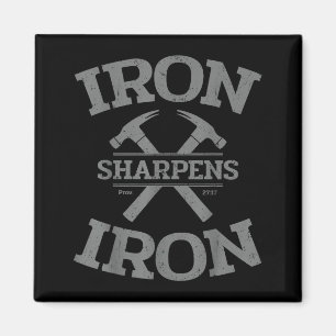 Iron Sharpens Iron Proverbs 27_17 Gym Workout Men  Magnet
