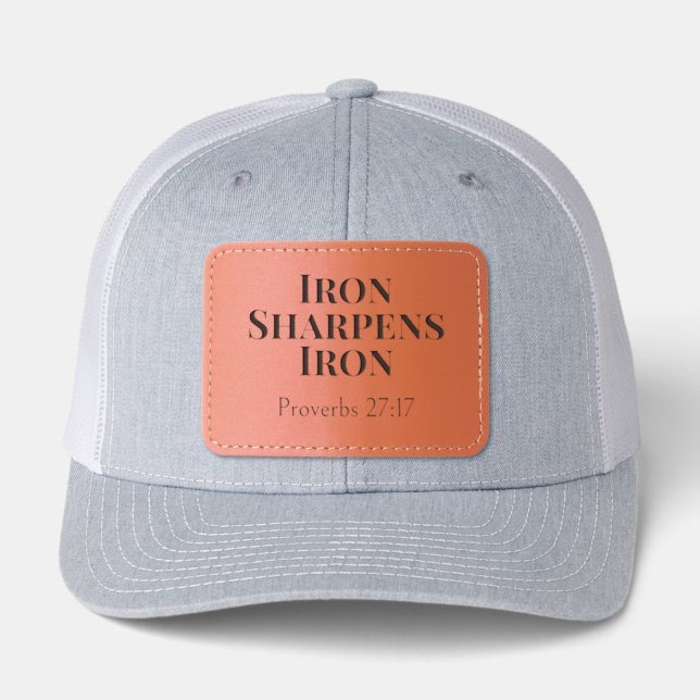 Iron Sharpens Iron, Proverbs 27:17, Rugged Vibe Leather Patch Hat (Front)