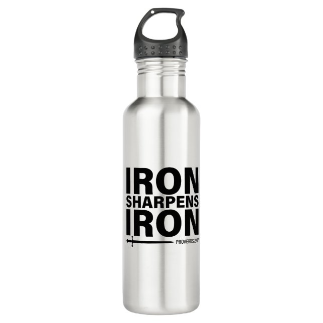 Iron Sharpens Iron - Proverbs 27:17 Stainless Steel Water Bottle (Front)