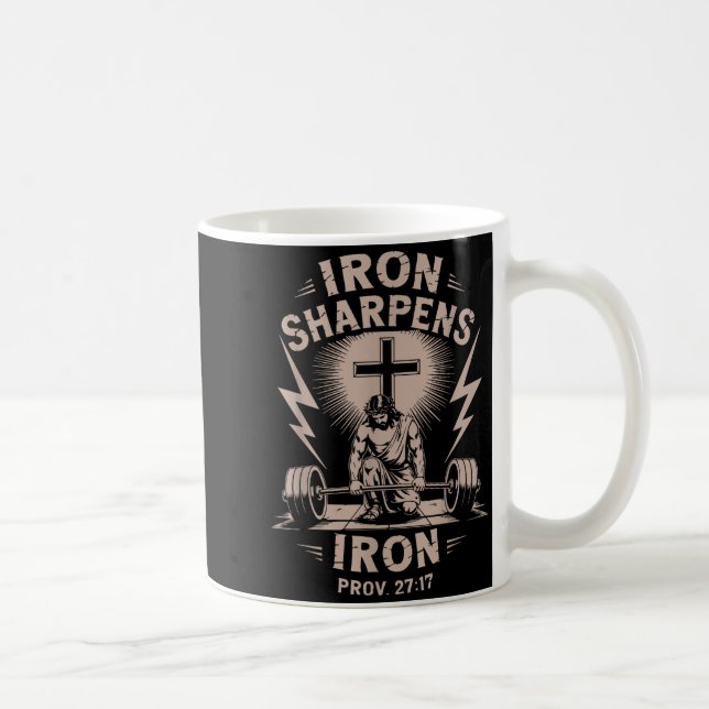Iron Sharpens Iron Youth Christian Workout Gym Wei Coffee Mug (Right)