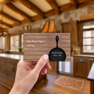 Iron Skillet Wood Caterer Chef Restaurant Business Card