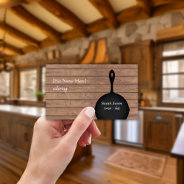 Iron Skillet Wood Caterer Chef Restaurant Business Card at Zazzle