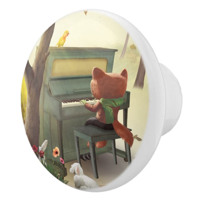 Iron T. Fox: Woodland Piano Solo Music Art Ceramic Knob (Right)