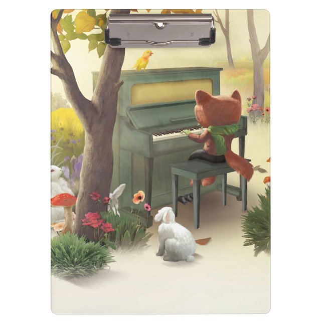Iron T. Fox: Woodland Piano Solo Music Art Clipboard (Front)