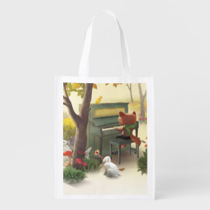 Iron T. Fox: Woodland Piano Solo Music Art Grocery Bag