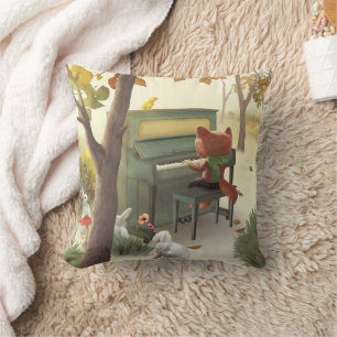 Iron T. Fox: Woodland Piano Solo Music Art Throw Pillow