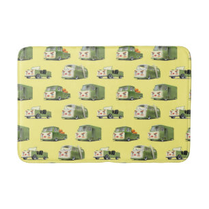 Iron T: Retro Cartoon Cars & Vans Lineup Bath Mat