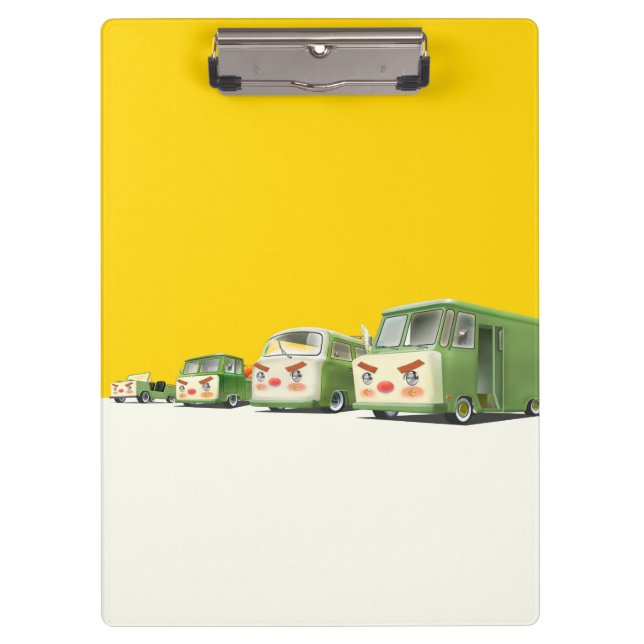 Iron T: Retro Cartoon Cars & Vans Lineup Clipboard (Front)