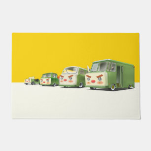 Iron T: Retro Cartoon Cars & Vans Lineup Doormat