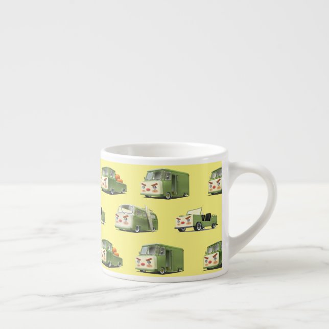 Iron T: Retro Cartoon Cars & Vans Lineup Espresso Cup (Right)