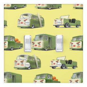 Iron T: Retro Cartoon Cars & Vans Lineup Light Switch Cover
