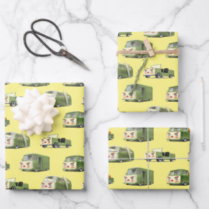 Iron T: Retro Cartoon Cars & Vans Lineup Wrapping Paper Sheets