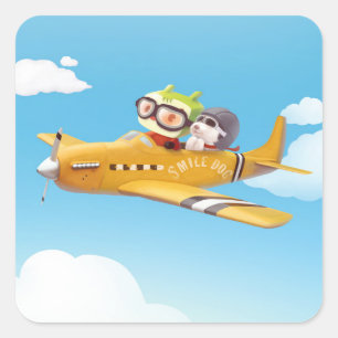 Iron T & Smile Pup: High Flying Adventure Square Sticker