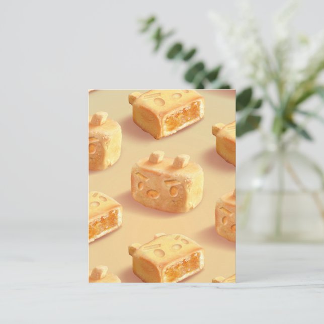 Iron T: Taiwanese Pineapple Cake Pattern Holiday Postcard (Standing Front)