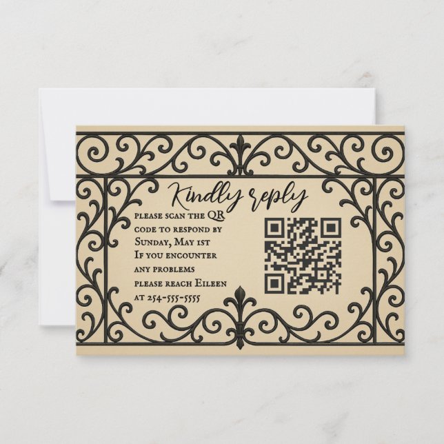 Iron Vow QR Code Wedding RSVP Card (Front)