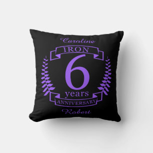 Iron wedding anniversary 6 years throw pillow