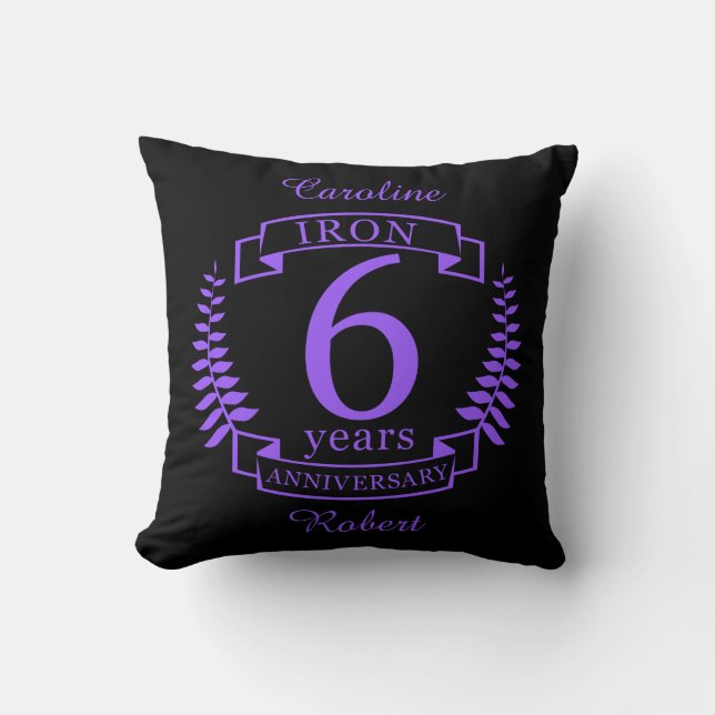 Iron wedding anniversary 6 years throw pillow (Front)