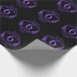 Iron wedding anniversary 6 years wrapping paper<br><div class="desc">A design to celebrate 6 years of marriage. This design has a purple (the traditional color for this occasion) colored laurel design on a black background. Iron is the traditional gift for this occasion. The text reads Iron 6 years anniversary. A romantic design to celebrate your 6th year of marriage....</div>