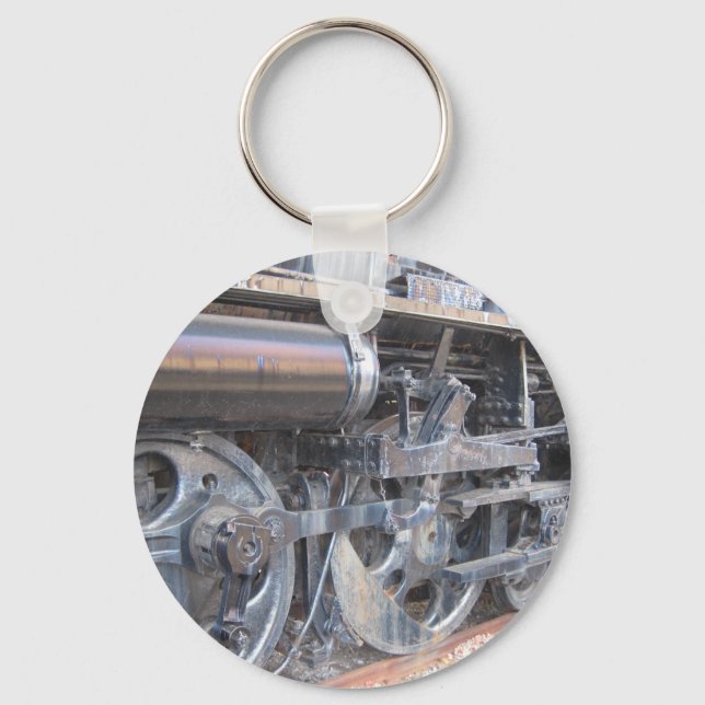 Iron Wheels of a Majestic Iron Horse Locomotive Keychain (Front)