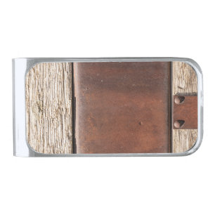 Iron, wood, bolts make strong tough rivets silver finish money clip