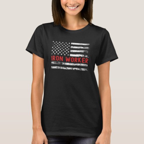 Iron Worker USA Flag Profession Retro Job Title T_Shirt