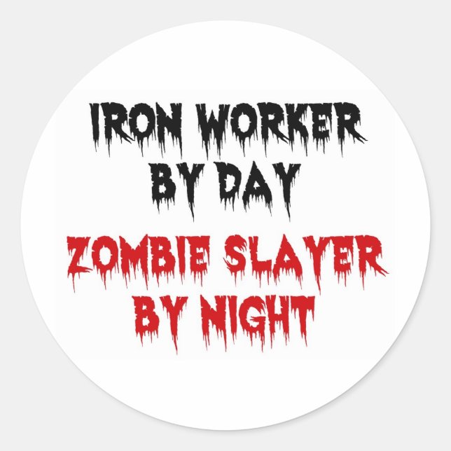 Iron Worker Zombie Classic Round Sticker (Front)