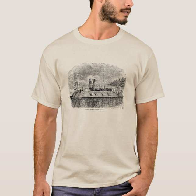 Ironclad River Gunboat Engraving - Union Civil War T-Shirt (Front)