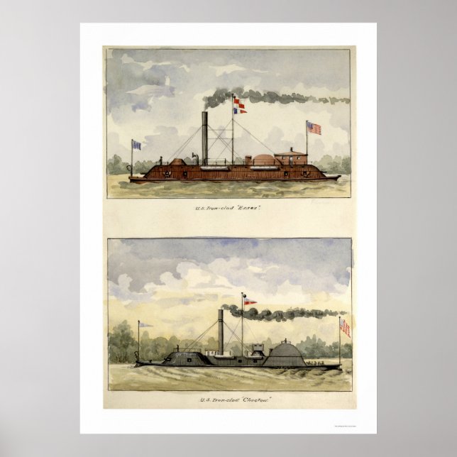 Ironclads Essex and Choctaw by Stouffer 1864 Poster (Front)