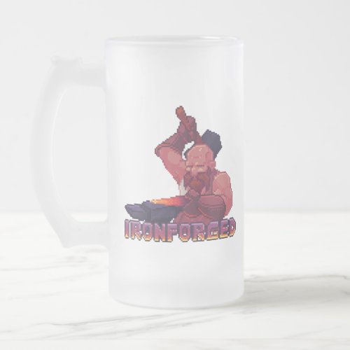Ironforged Beer Drinker Frosted Glass Beer Mug