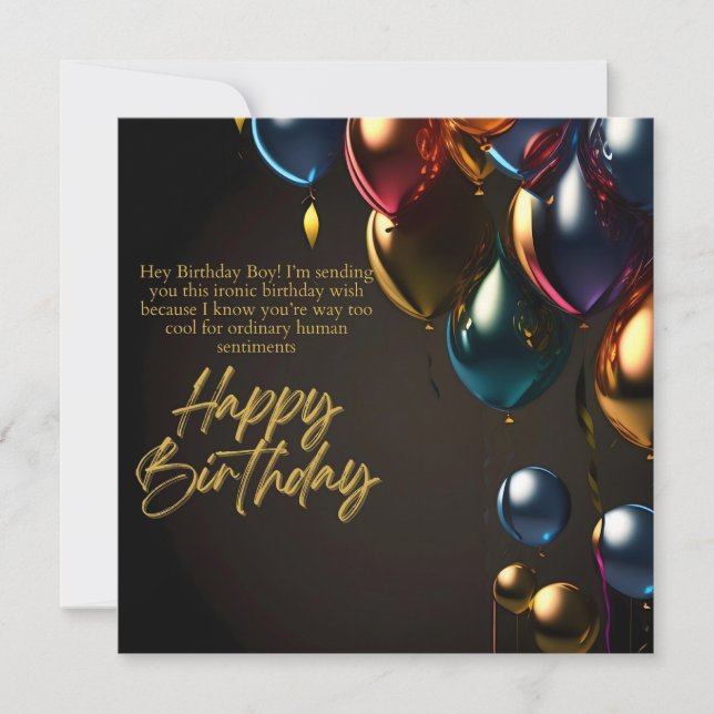 Ironic Birthday Boy Save The Date (Front)