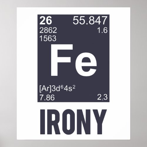 Ironic Chemical Element FE Irony Poster