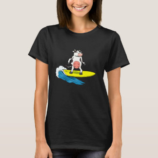 Ironic Cow Surfer Holiday Surfboard T-Shirt