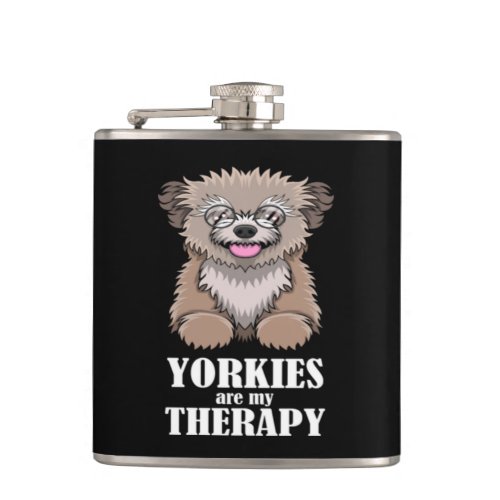 Ironic Yorkies As Therapy Yorkshire Terrier Flask