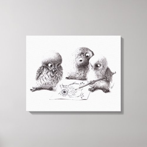 Ironical Artist Owls Canvas Print